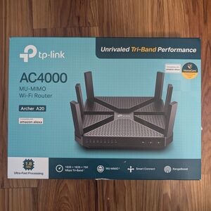 TP-Link Archer A20 AC4000 Tri-Band Wi-Fi Router - Black